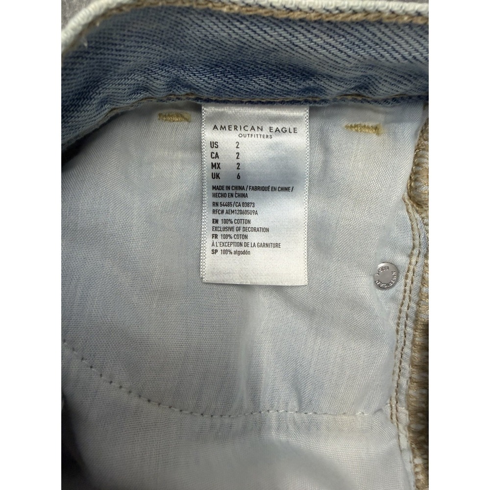 American Eagle Mom Denim Shorts Distressed Womens 2 Blue Cutoff Thrashed - Picture 5 of 8